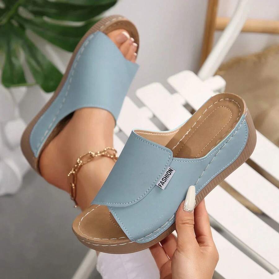 Women's Fashion Solid Color Slides - Comfortable Arch Support, Breathable Outdoor Slippers - Stylish Simple Casual Attire