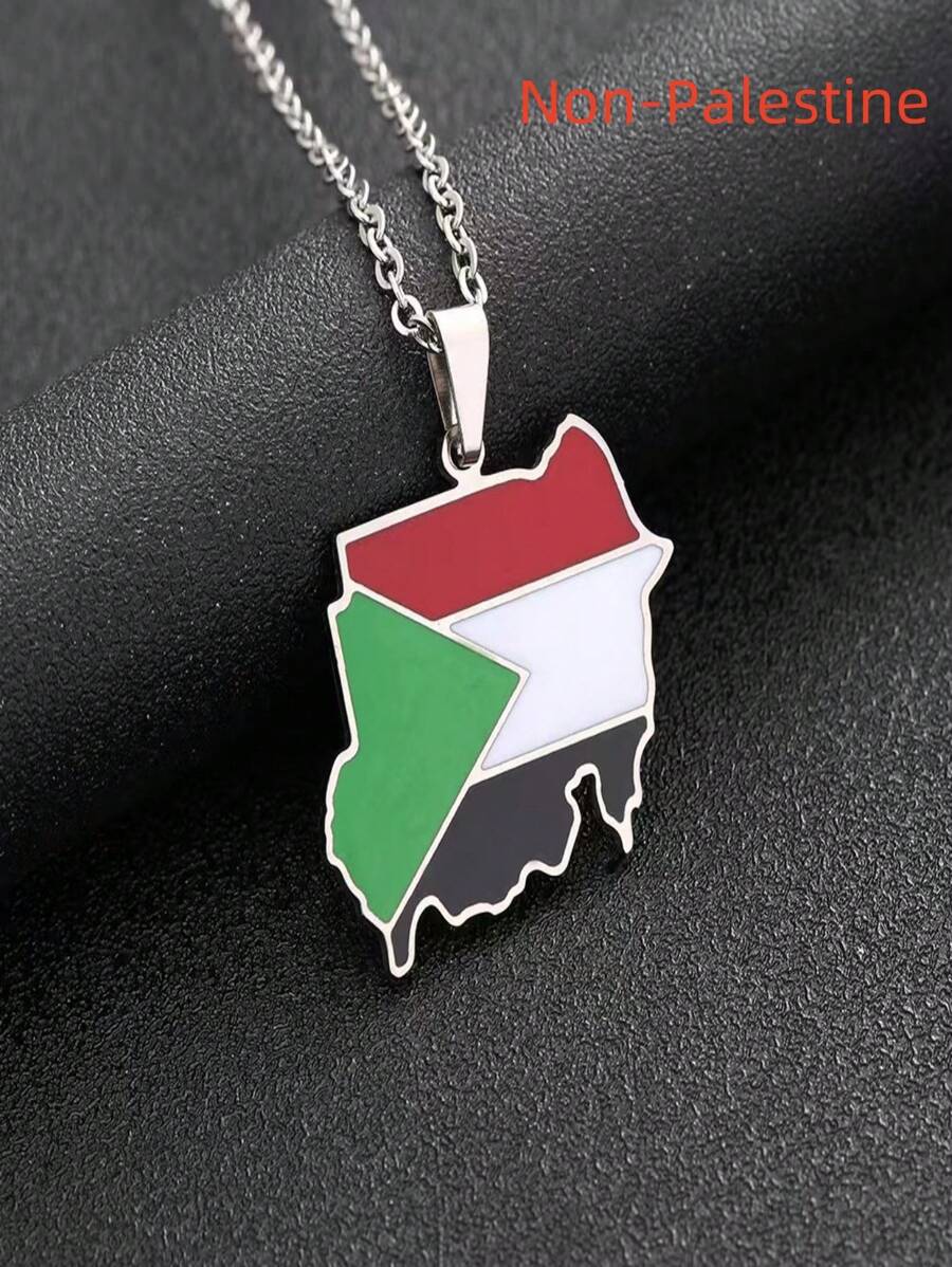 Elegante colgante de acero inoxidable con mapa de la República de y bandera, collar (sin)