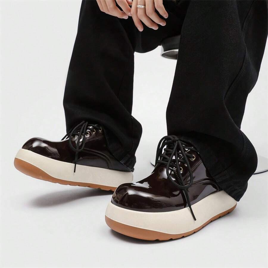 New Arrival Men's Niche American Streetwear Style High-Top Waterproof Snow Boots, Lace-Up, Personalized, Thick Sole, Extra Tall, Lightweight, High-End Bread Shoes