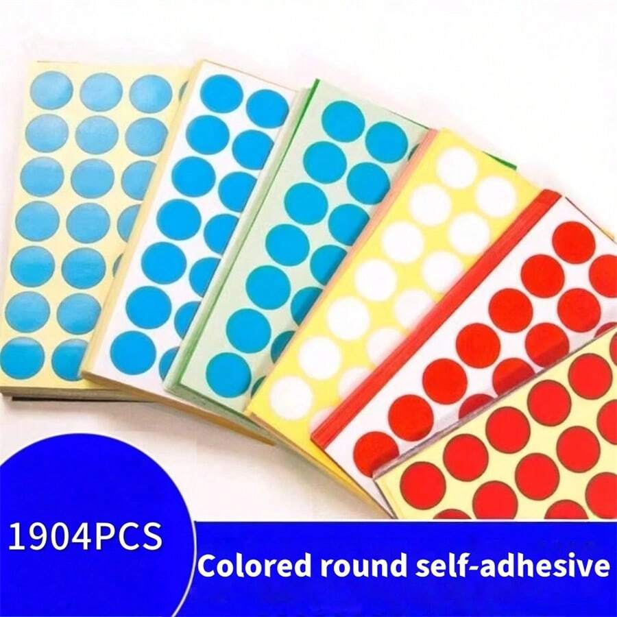 1 904 pièces Autocollants à pois colorés : bonne brillance, couleurs vives, surface lisse, convient à toutes sortes de stylos, pour les fournitures scolaires, rentrée des classes