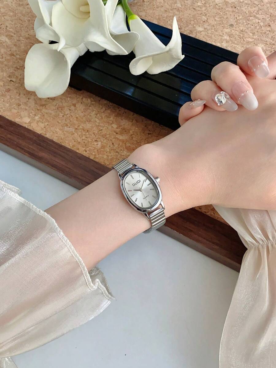 1pc Classic French Gold Ladies' Oval Watch, Small Dial, Elegant And Simple, Luxurious And Fashionable, Ladies' Quartz Watch, Shape, Suitable For Daily Wear, Dinner And Any Other Occasions