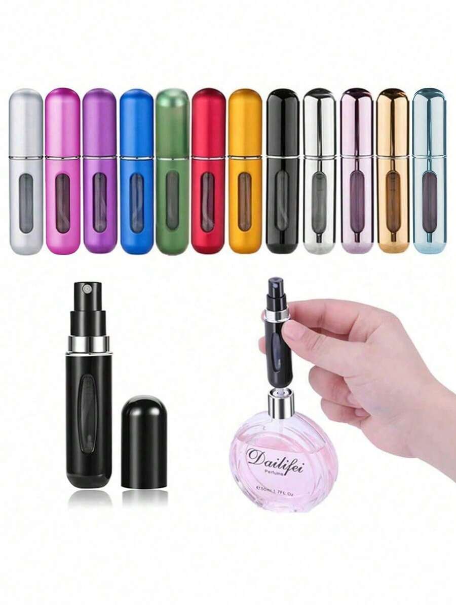 5ml Refillable Perfume Atomizer Spray Bottle, Single Pack, Shiny Pink Fragrance Bottle Sprayer Pump Storage Container For Travel, Living Room, Bedroom, Bathroom Home Decor, Wedding, Party, Birthday, Men's Gift, Mom Dad Friend, New Year, Accessory, Fun Gift
