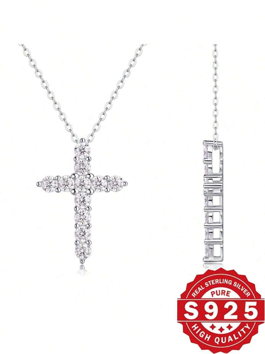 Dekorativer Sternkreuz Halskette im Art-Deco-Stil - handgefertigt aus 925 Silber, mit BIS Punze versehen und geschenkfertig