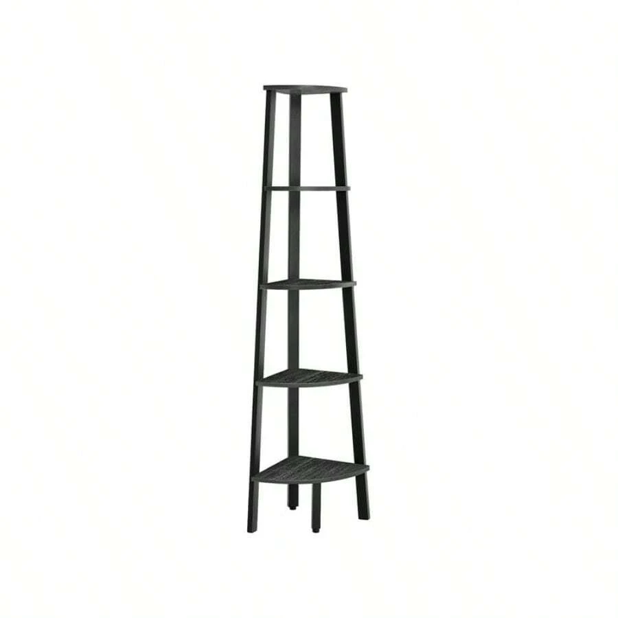 Corner Shelf Unit, 5-Tier Corner Shelf, Ladder Shelf For Living Room, Bookshelf Or Plant Stand, Industrial Accent Furniture Organiser Racks
