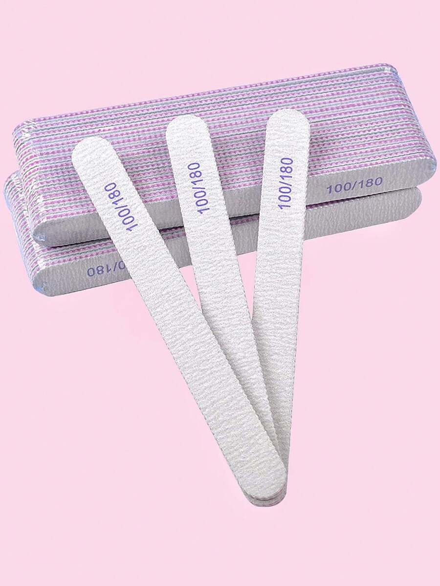 10pcs/Set Straight Wooden Nail File For Manicure Polishing Block File, Buffer Block Nail File For Home Salon