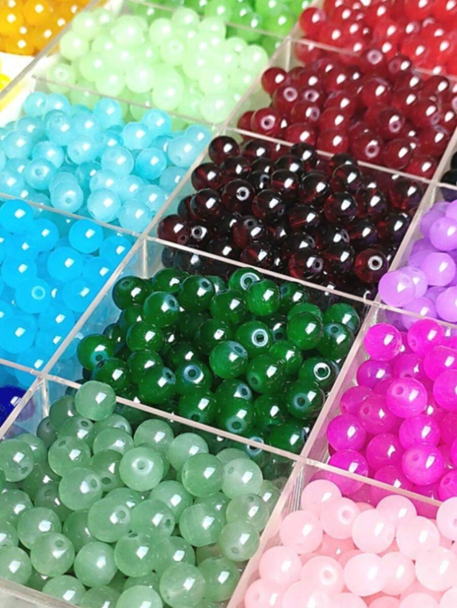 100pcs/Pack 8mm Imitation Jade Glass Transparent Beads, Wholesale For DIY Bracelet Necklace Jewelry Making