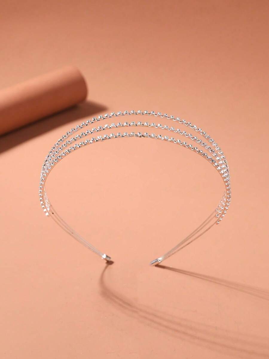 1pc Korean Style 3-Layer Crystal-Embellished Headband Hairband, Delicate Crystal Hair Hoop