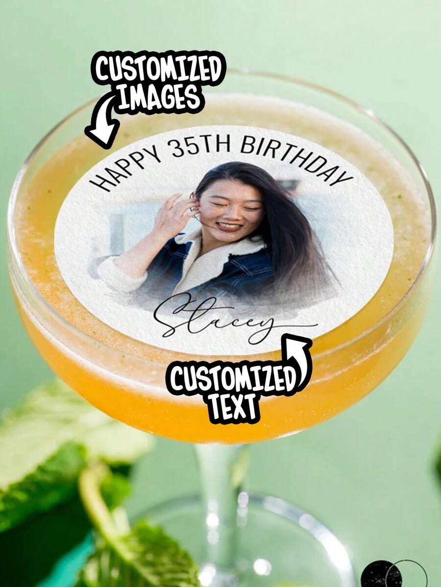 Individuelle Foto Geburtstags ESSBARE Waffel Getränke Topper, Cocktail Topper, individuelle essbare Getränke Topper, Geburtstags Party Getränke Topper, Getränke Topper, für Schulbedarf, Schulanfang