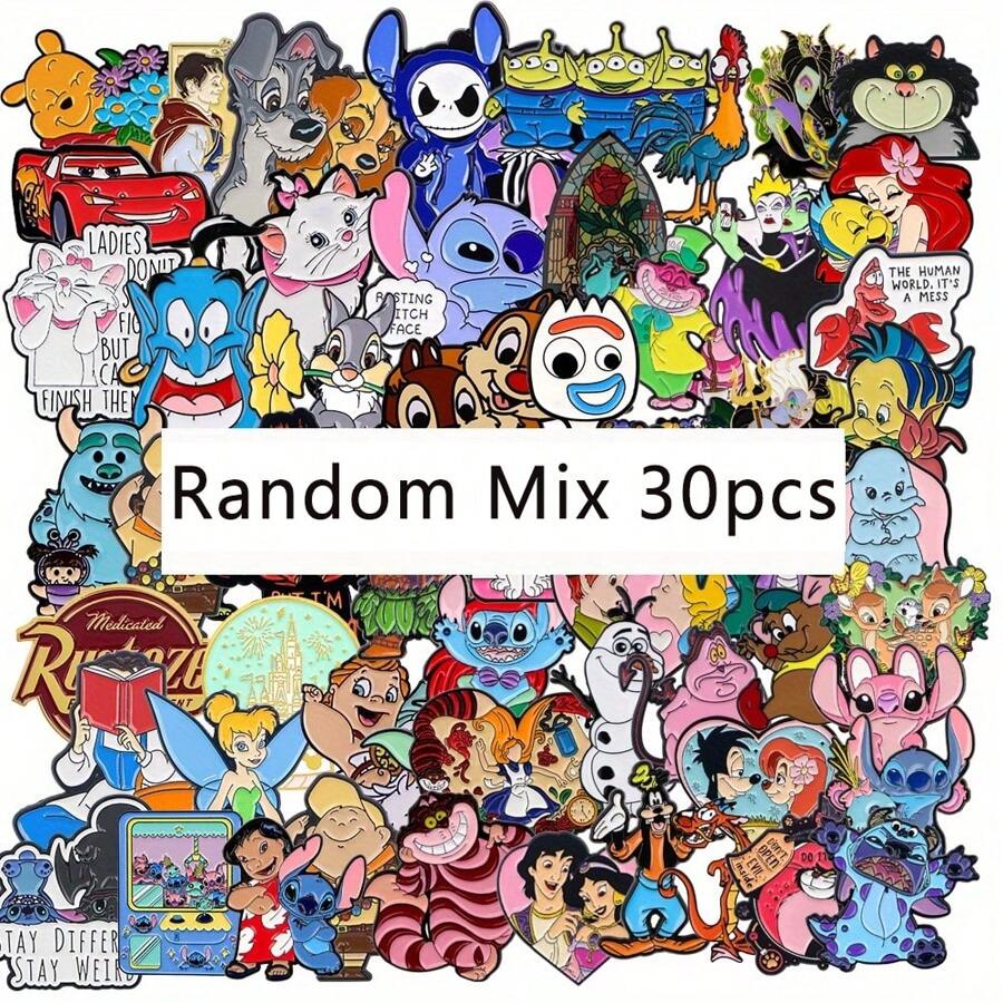 Disney 30pcs/Set Mixed Cute & Elegant Zinc Alloy Brooch Pins, Casual Clothing & Bag Decorative Enamel Lapel Pins, Versatile Accessory For All Seasons Office Accessories Shirts Jacket Jewelry Christmas Halloween