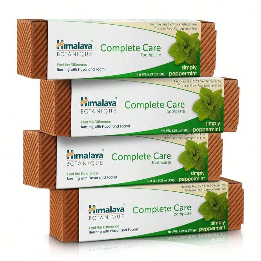Himalaya Botanique Complete Care Toothpaste, Herbal, Mint Flavor, Fights Plaque, Freshens Breath, Fluoride Free, No Artificial Flavors, SLS Free, Cruelty Free, Foaming, 529 Oz, 1 Pack