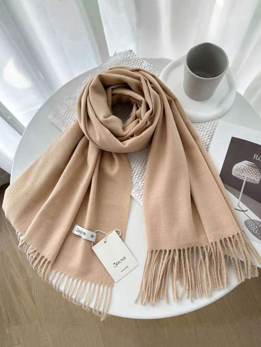 FADZOYLE 1pc Wool Women's Winter Scarf Silky Soft Pashmina Feel Shawls And Wraps For Wedding And Gift Evening Dresses Travel Office Large Solid Color Tassel Scarves