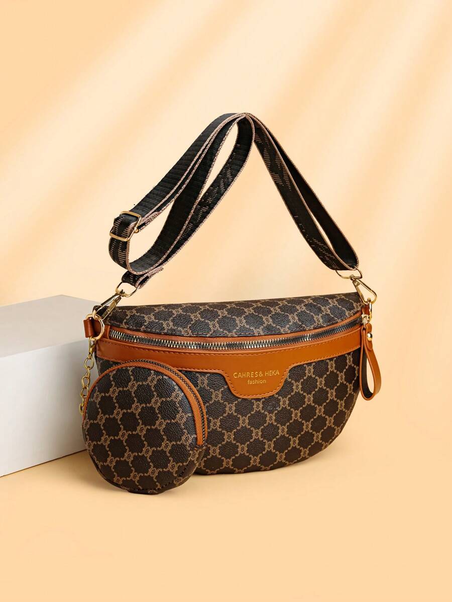 Bolsa de Cintura e Bolsa Transversal com Estampa Floral para Mulheres