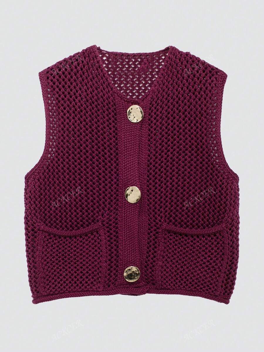 Women's Fashionable Casual Loose Versatile Commuting Simple Thick Needle Sweater Vest Tops