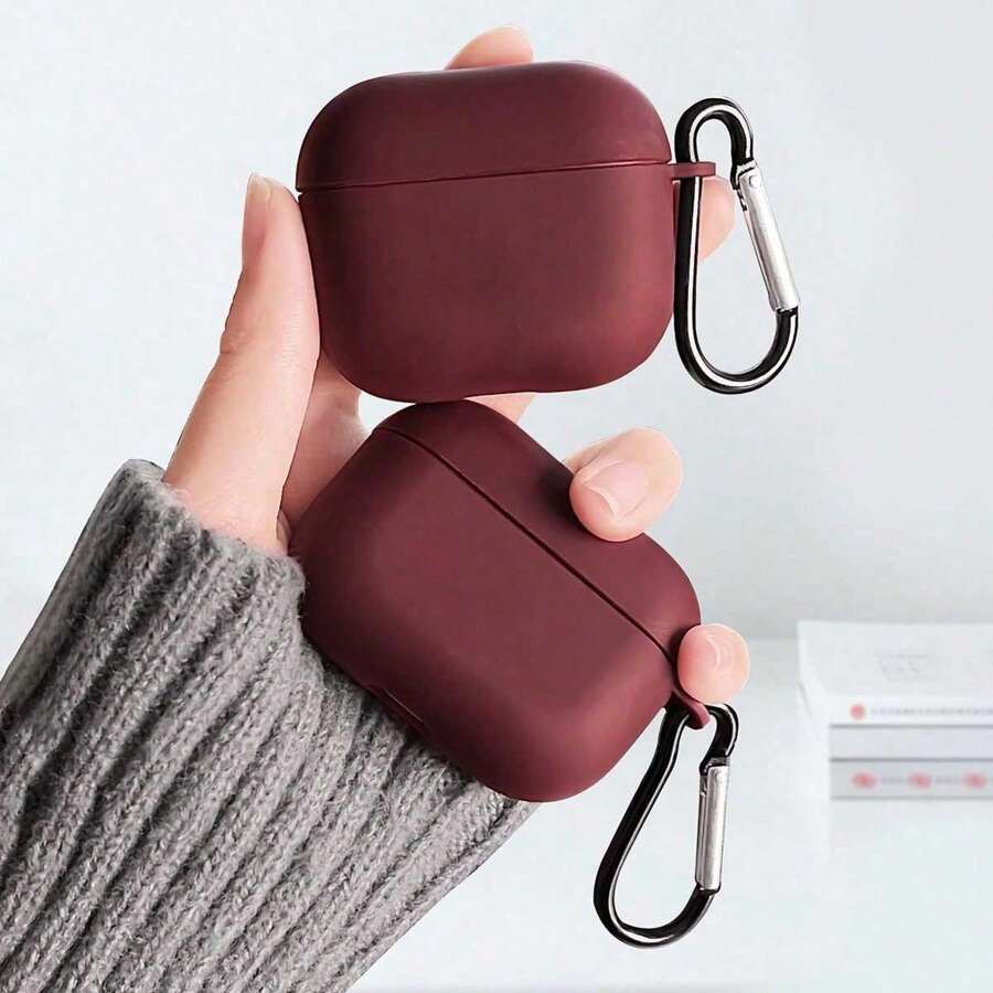 Funda protectora de color rojo sólido compatible con los auriculares Apple, resistente a caídas y arañazos