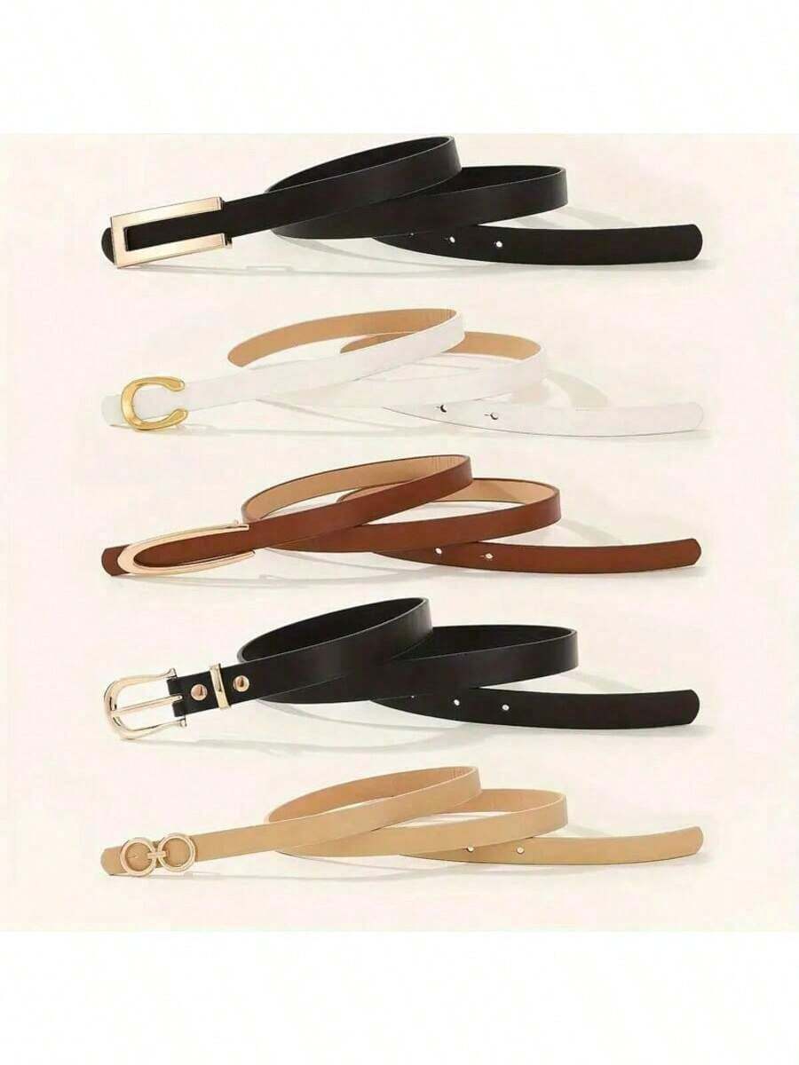 4 Stücke/5 Stücke Damen minimalistische ultra schmale Taillengürtel, vielseitig einsetzbares Anzubehör-Set