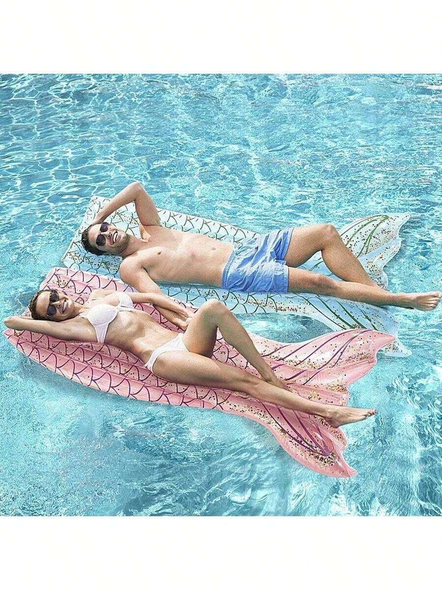 1 pezzo Materasso gonfiabile a forma di sirena, disponibile in rosso e blu, con oggetti galleggianti per feste in piscina e in acqua, adatto per feste a tema sirena, intrattenimento in spiaggia, giochi in spiaggia, regali estivi, feste di vacanza, vacanze e relax. Puoi sdraiarti felicemente tutto il giorno.