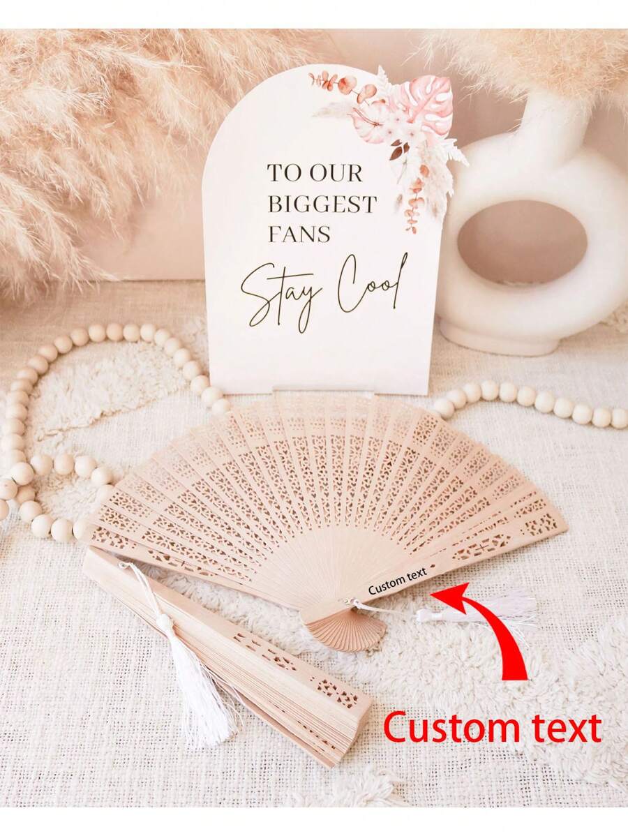 Customized Personalized Summer Outdoor Supplies Fan, Outdoor Decoration, Wedding Holiday Party Return Gift Letter Hand Fan, Wedding Fan Bridesmaid Fan, Custom Wedding Fan Beach Summer Wooden Fan Fashion, Retro, Simple, Chic, Autumn Fashion