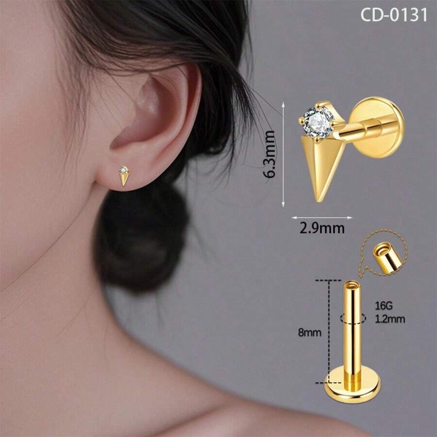 Titanium Stud Earrings, Titanium Alloy Unisex High-End Lips Stud With 5A Zirconia