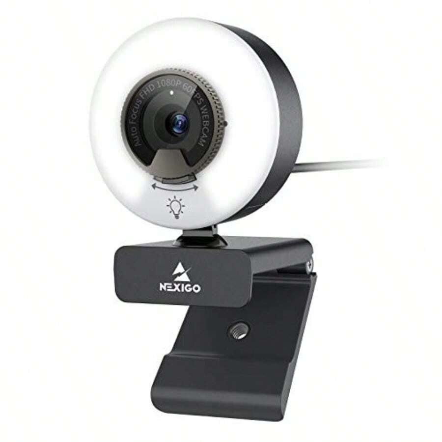 N960E 1080P 60FPS Webcam With Light Software Included Fast AutoFocus Builtin Privacy Cover USB Web Camera Dual Stereo Microphone For Zoom Meeting Teams Twitch