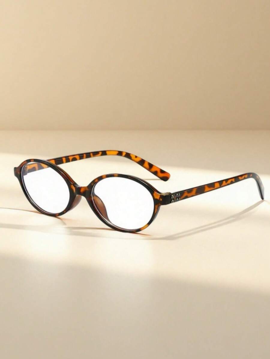 1pc Women's Elliptical Small Frame Personalized Street Snap Concave Shape Clear Glasses Clear Glasses Accessories Blue Light Glasses Accessories For Women