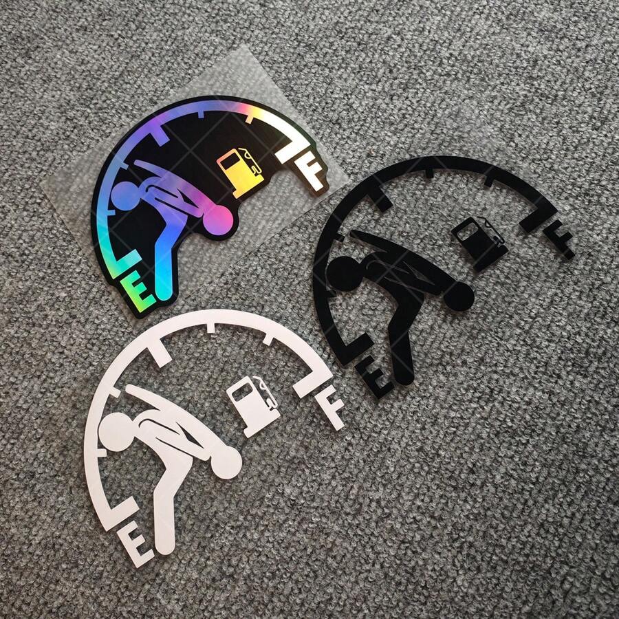 1pc Vinyl Oil Gauge Cover Sticker, Waterproof Anti-UV Car Body Scratch Protector, Cartoon Matchstick Man Gas Tank Decal For Vehicle Decoration, Car Vinyl Sticker