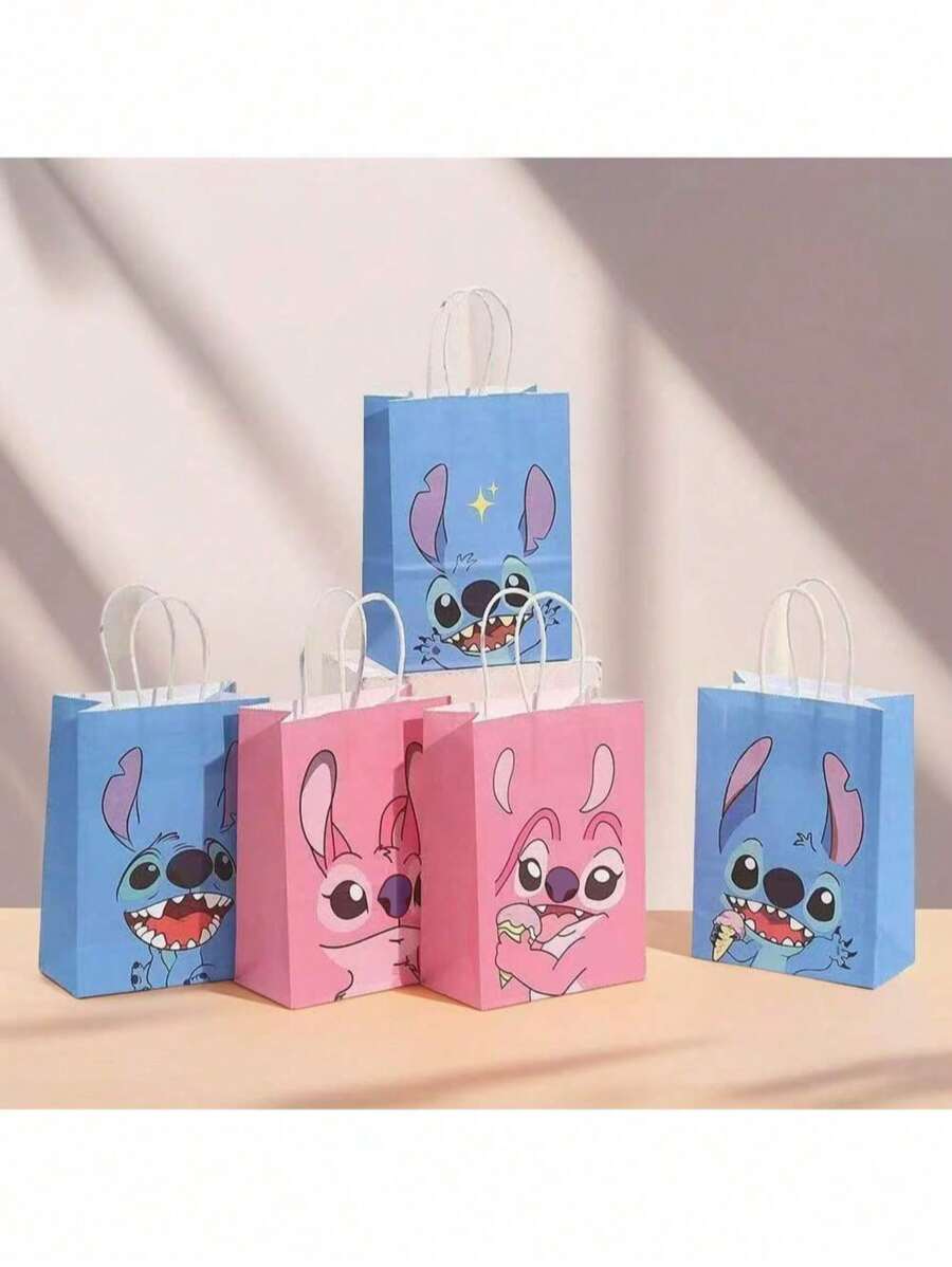 Disney Disney Cartoon Stitch Kraft Paper Bag Printed Gift Handbag Shopping Mall Packaging Bag Birthday Gift Bag
