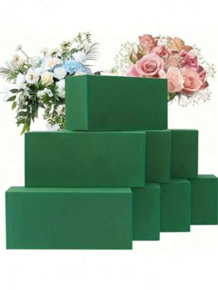 1pc Green Floral Foam, Rectangular Shaped Floral Craft Base, Suitable For Wedding Floral Decor Accessories