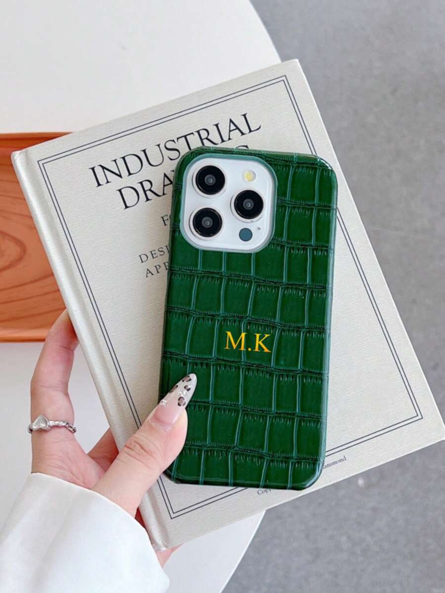 1 pieza Estuche de lujo personalizado de imitación de piel de cocodrilo, con nombre personalizable