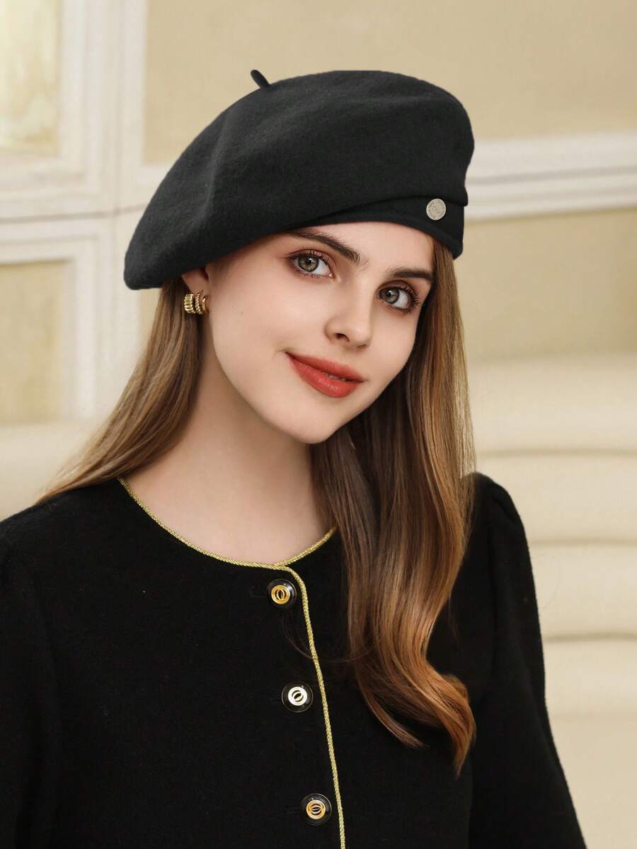 1pc Unisex Flat-Brimmed Jazz Hat, Printed With Celestial Elements, Suitable For Halloween And All Seasons, Autumn/Winter