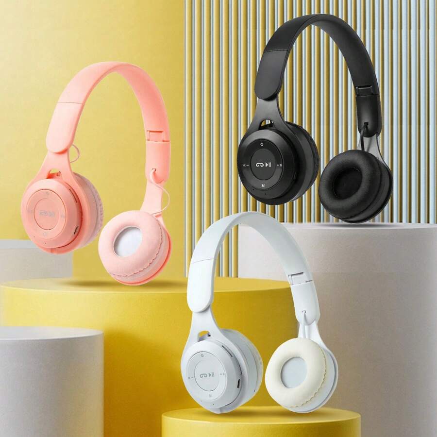 AXNEN BT Headphones Over-Ear, Foldable Lightweight Wireless Headphones Hi-Fi Stereo, Bass Adjustable Headset With Built-In HD Mic, For Cellphone/PC/Work/Travel/Home/Office (Black)