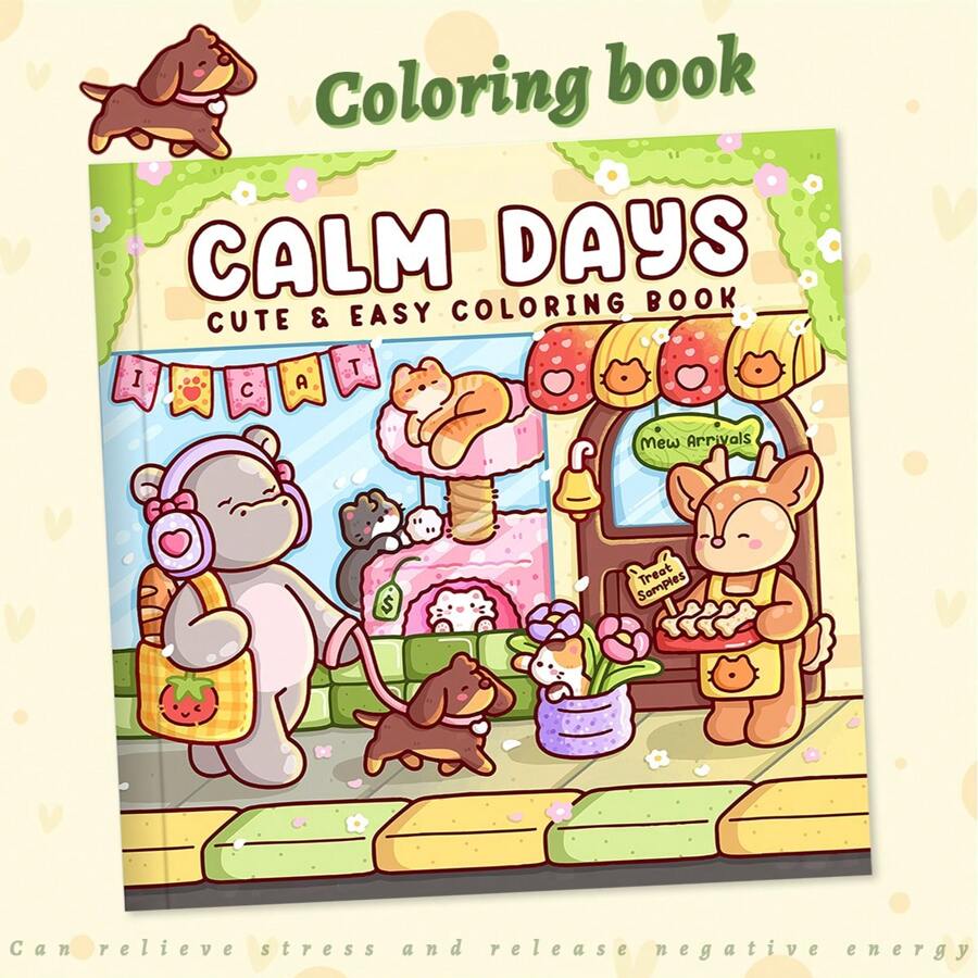 1 pièce Nouveau Livre de Coloriage pour Adultes CALM DAYS Motifs confortables, lignes nettes, inclut diverses scènes relaxantes Suggéré d'utiliser avec une planche à peindre Convient comme cadeau pour anniversaire, fête, rentrée scolaire Fournitures scolaires