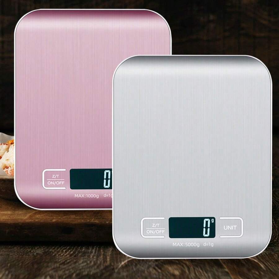 Balança digital de cozinha de 5 kg/10 kg com tela LCD, balança eletrônica de aço inoxidável, joias para casa, alimentos, lanches, utensílios para assar