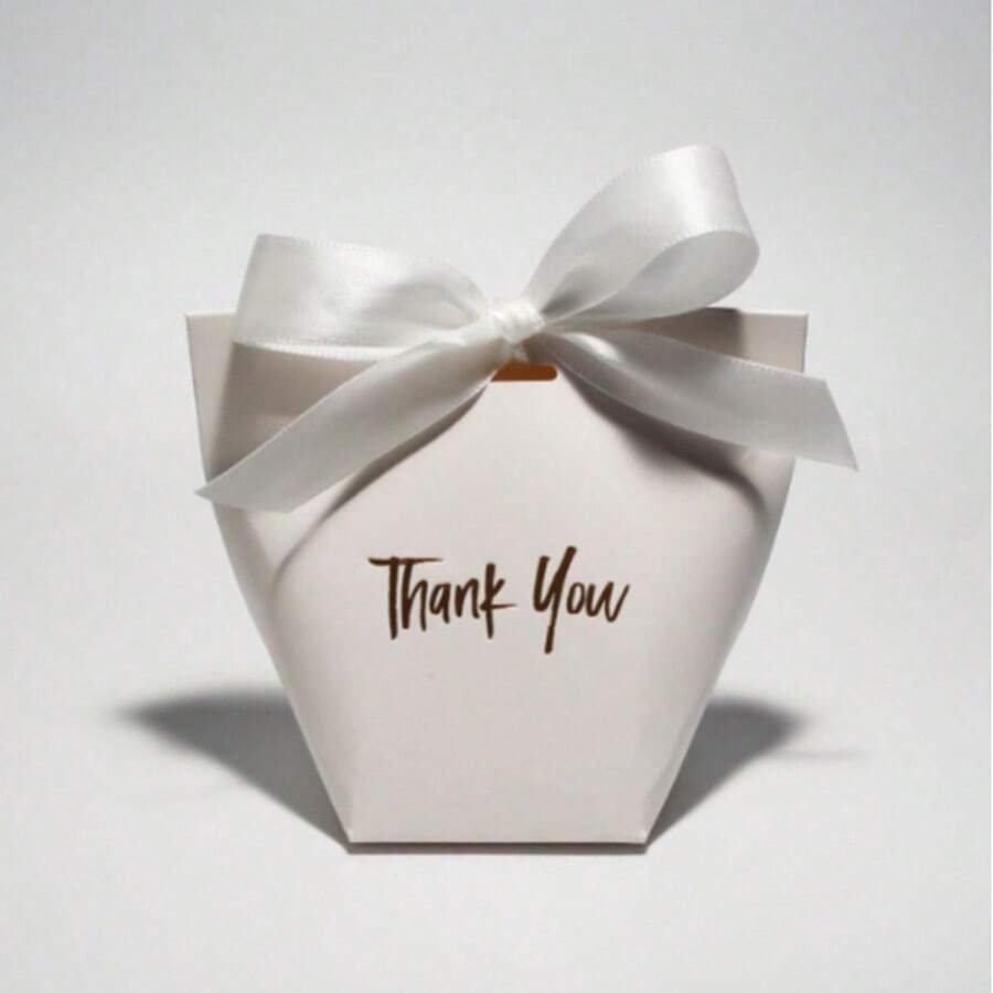 3 pezzi Scatola regalo in carta premium bianca con nastro, elegante: scatola regalo in carta con scritta dorata "Grazie" | Nastro raffinato | Perfetto per Natale, matrimoni, baby shower e altro ancora, per forniture scolastiche, ritorno a scuola