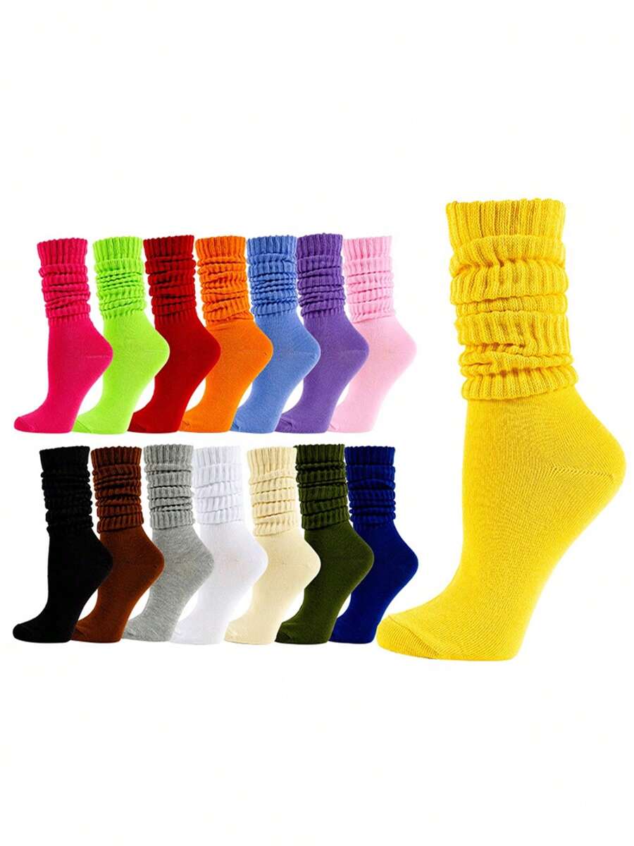3 pares de calcetines altos de mujer gruesos y cálidos, aptos para todas las estaciones, calcetines tipo botas caídos