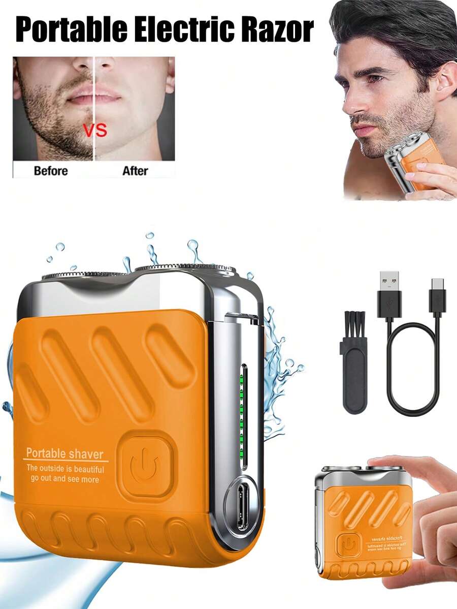 Mini Electric Razor For Men, Fast Charge Portable Small Shavers For Men | Women - Dual Head Pocket Shaver Washable Travel Electric Razor & Powerful Wet And Dry Mini Razor - Easy One Button Use, 300mAh