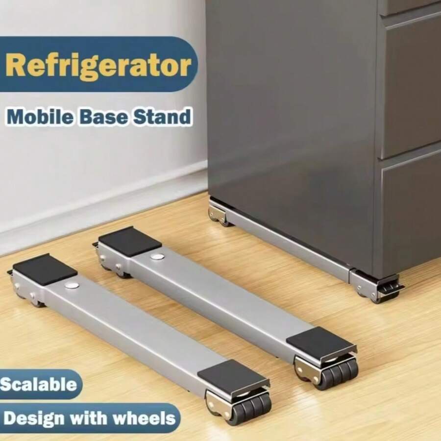 2pcs Heavy Duty 24-Wheel Adjustable Length Dolly - Non-Slip Pad With Brake, No Battery Required, Suitable For Refrigerator, Washing Machine, Dryer Household Appliances, Reinforced Frame, Ergonomic Handle Design, Easy Mobility Base, Enhanced Support, Home Moving Assistant