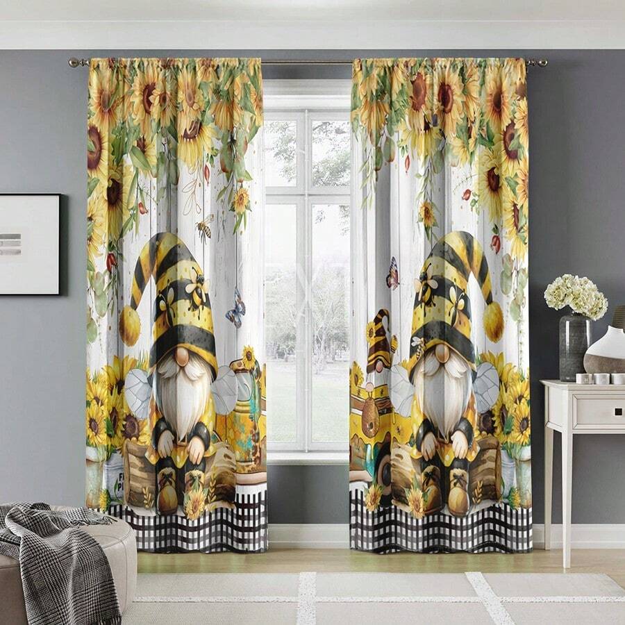 2 cortinas estampadas clássicas e elegantes com bolsos para mastro, laváveis à máquina, adequadas para cortinas decorativas em cozinhas, cafés, lojas, banheiros e outros lugares.