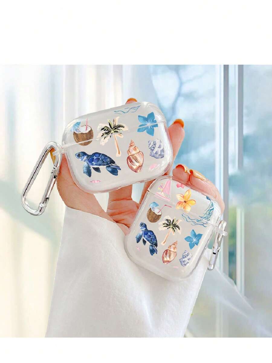 Coconut Water & Turtle Pattern Headphone Case, A Compatible Apple Earphone