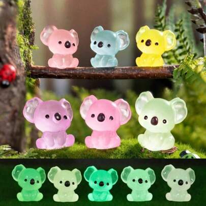 30pcs Luminous Mini Resin Koala Figurines, Random Small Animal Toys, Cute Forest Creatures, Suitable For DIY Garden Miniatures, Aquarium Decor, Decorations And Party Supplies (Random Color, No Packaging), Resin Animals, Koalas, Miniature Animals