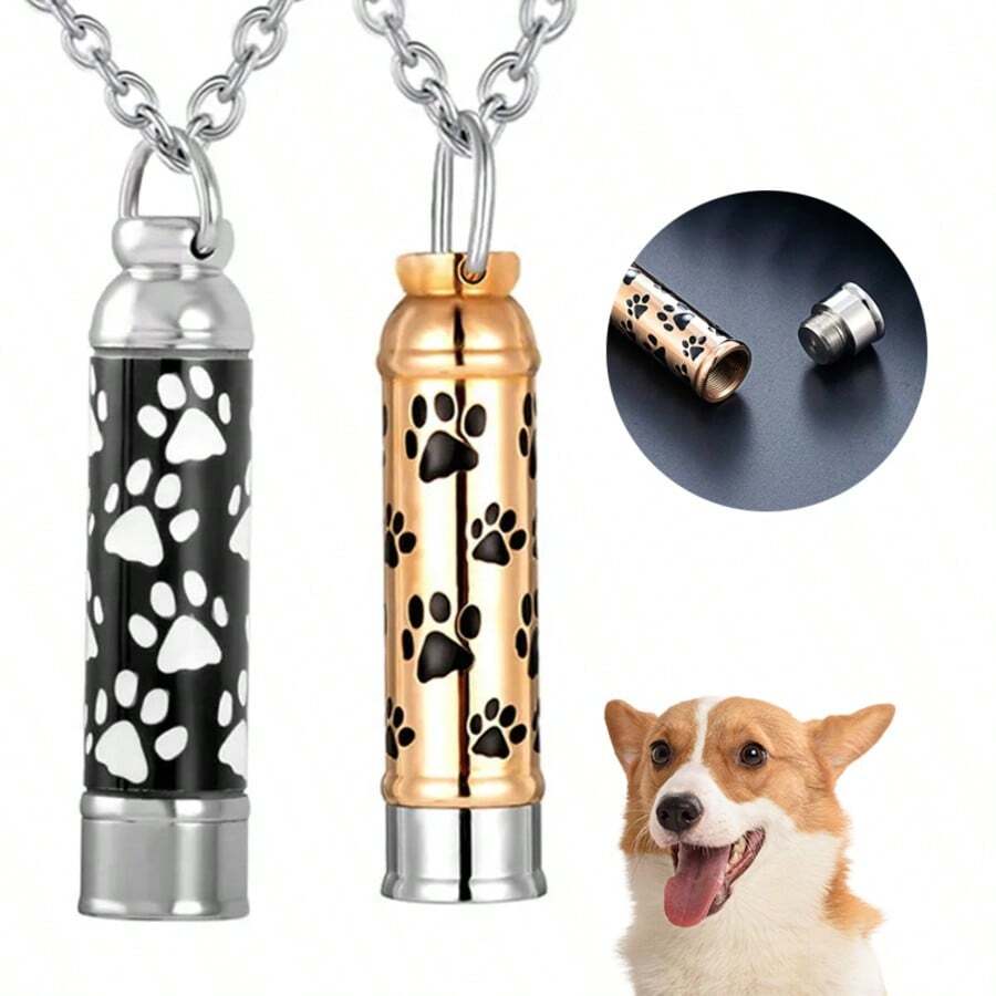 Paw Urn Cremation Necklace Sterling Silver Dog Cat Pet Paw Print Cremation Jewelry For Pet Ashes Animal Keepsake Memorial Charm Pendant Necklace
