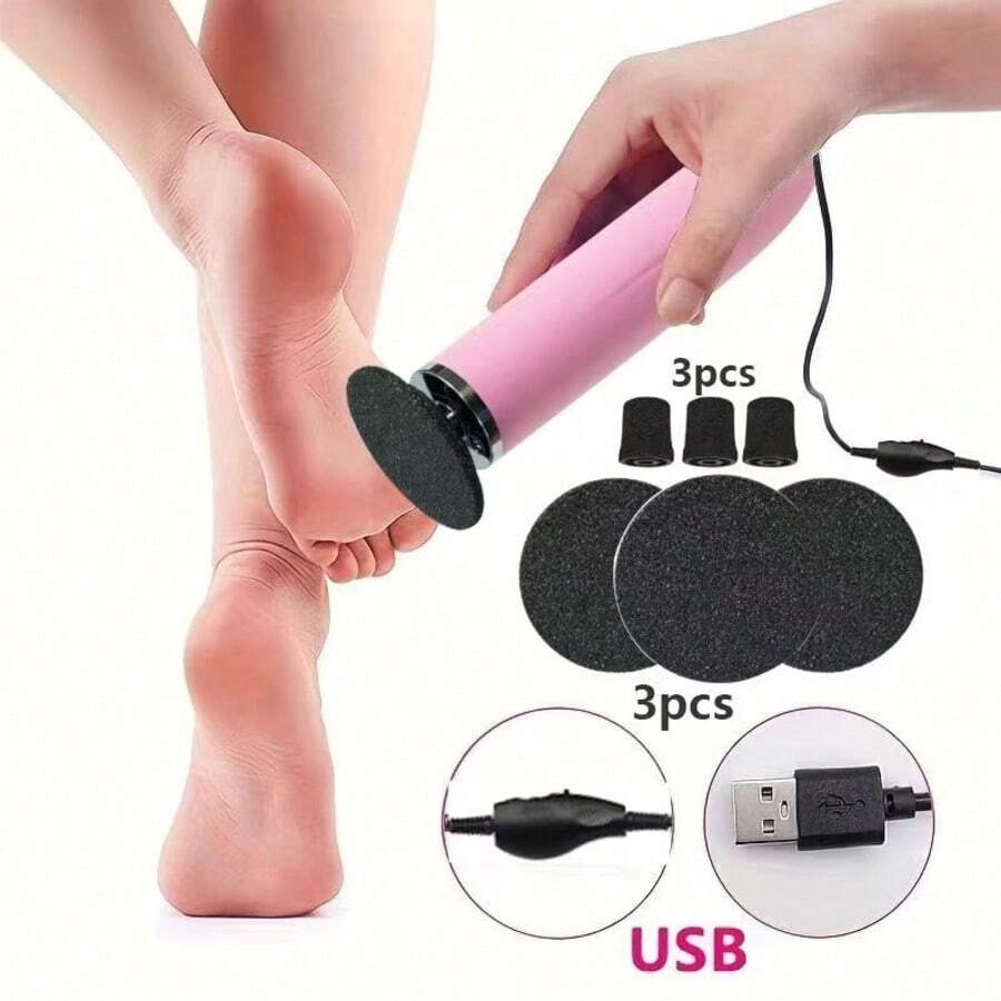 Removedor eléctrico de callosidades de los pies, máquina de pedicura ajustable con 3 discos de lijado, 3 pulidores de uñas, lima eléctrica para pies y removedor de callosidades, exfoliador de pies de metal unisex, lima eléctrica multiusos para pies