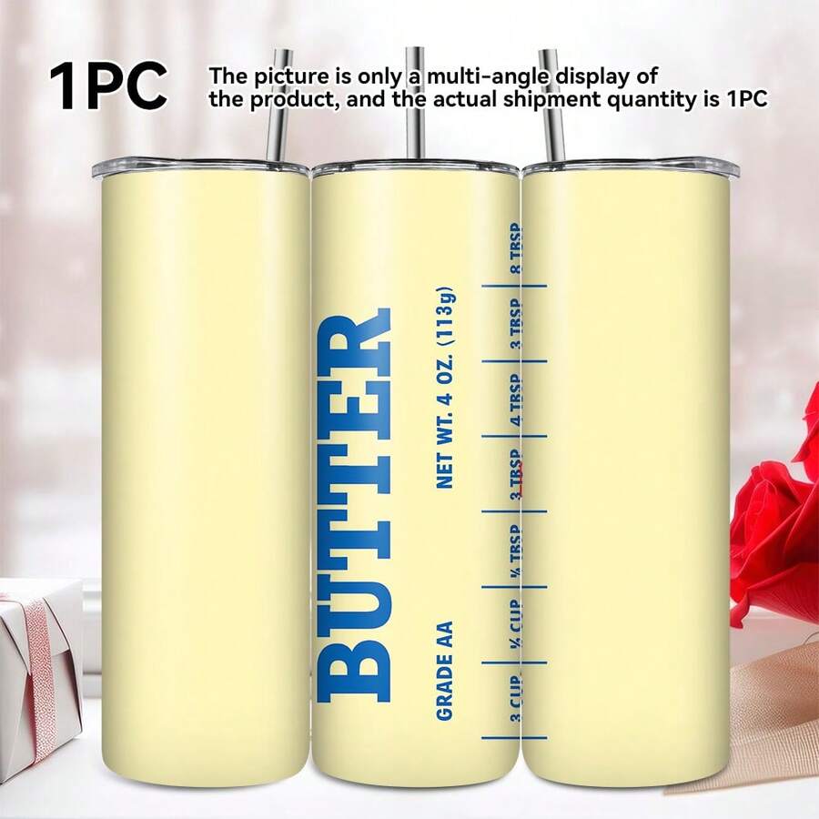 1pc20oz Insulated-Cold Coffee Cup, Juice Drink Cup With Straw And Lid, Sealed And Leak-Proof, Large Capacity Design, Very Suitable For Home, Outdoor, Gift Giving, Perfect Gift For Christmas, The First Choice For Family And Friends.