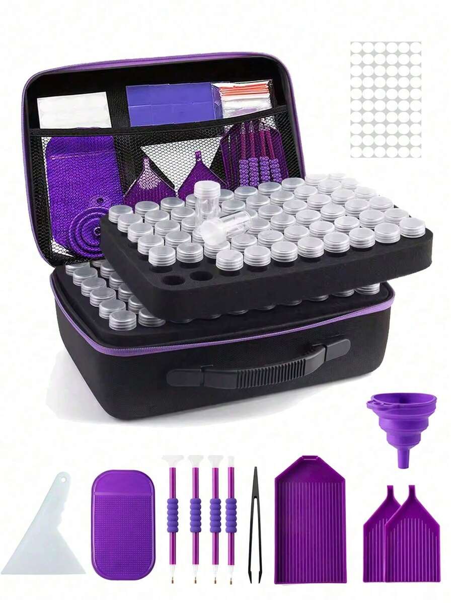 30/60/120 Grids DIY Diamond Painting Beads Storage Box Kit Large Capacity Set With Accessories Mosaic Storage Bag, Diamond Embroidery Mosaic Handicraft Tool Set