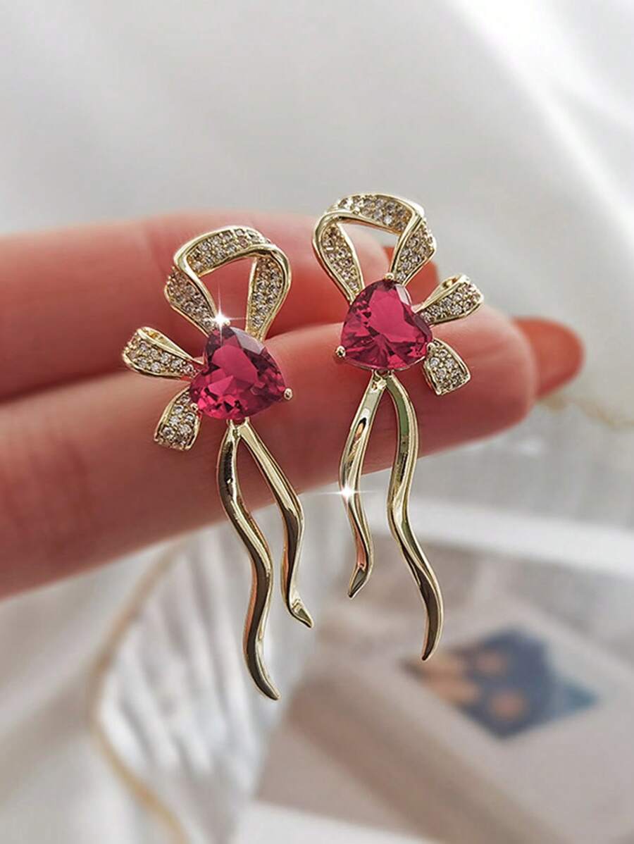 1 Par de Brincos de Botão com Zircônia Cúbica Fofa para Mulheres, para Casamento, Noivado, Aniversário, Festa, Joia, Presente do Dia