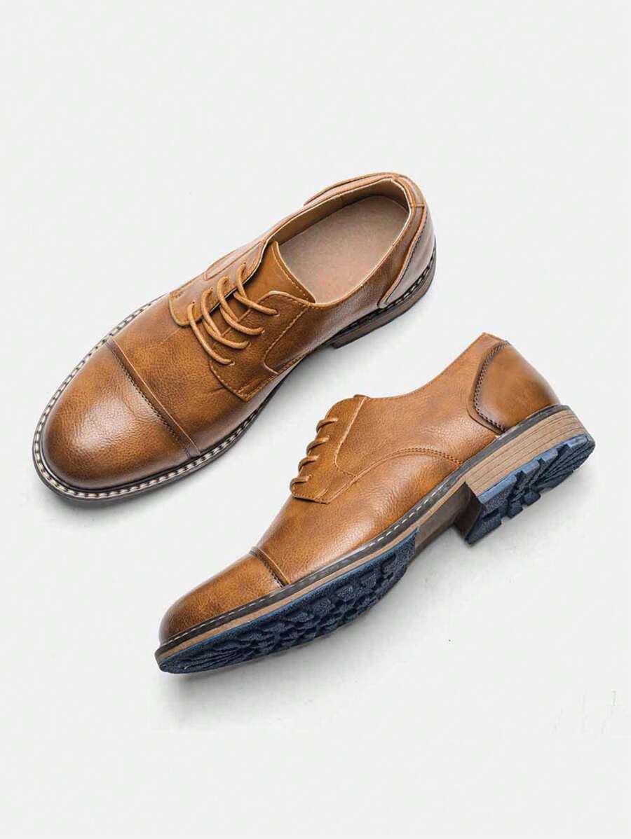 Zapatos Derby casuales para hombres, suela de goma cómoda, estilo de bloques de color retro, zapatos para el trayecto diario y caminar