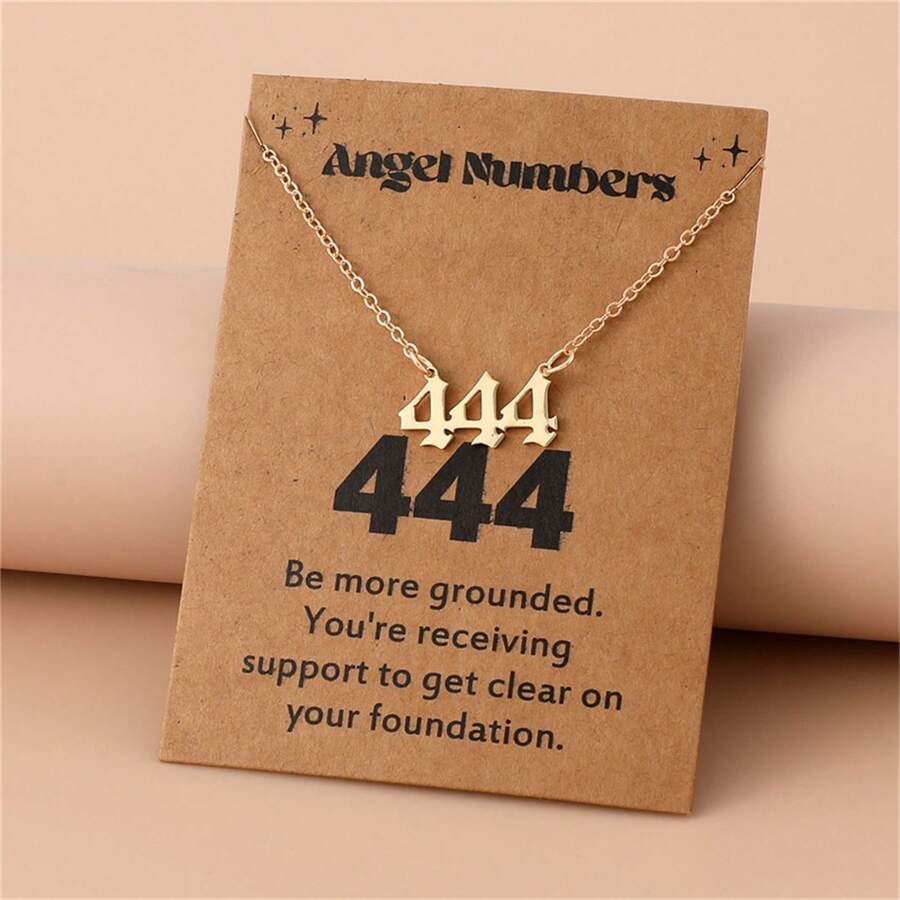 1 Women's Angel Digital Necklace Number 000-999 Gold Stainless Steel Digital Pendant