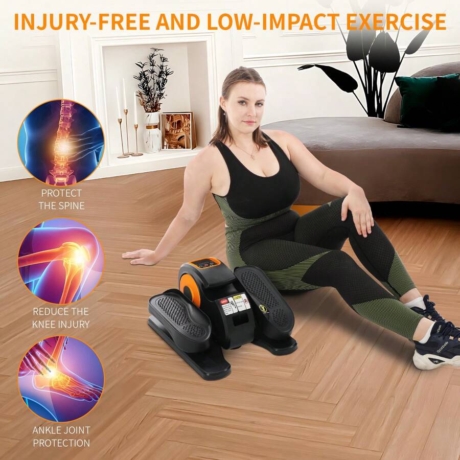 ZenActive Mini Under Desk Elliptical Trainer Machine, Electric Seated Pedal Exerciser For Home, Quiet & Compact Ellipse Leg Exerciser With Display Monitor, Remote Control And 12 Adjustable Speeds