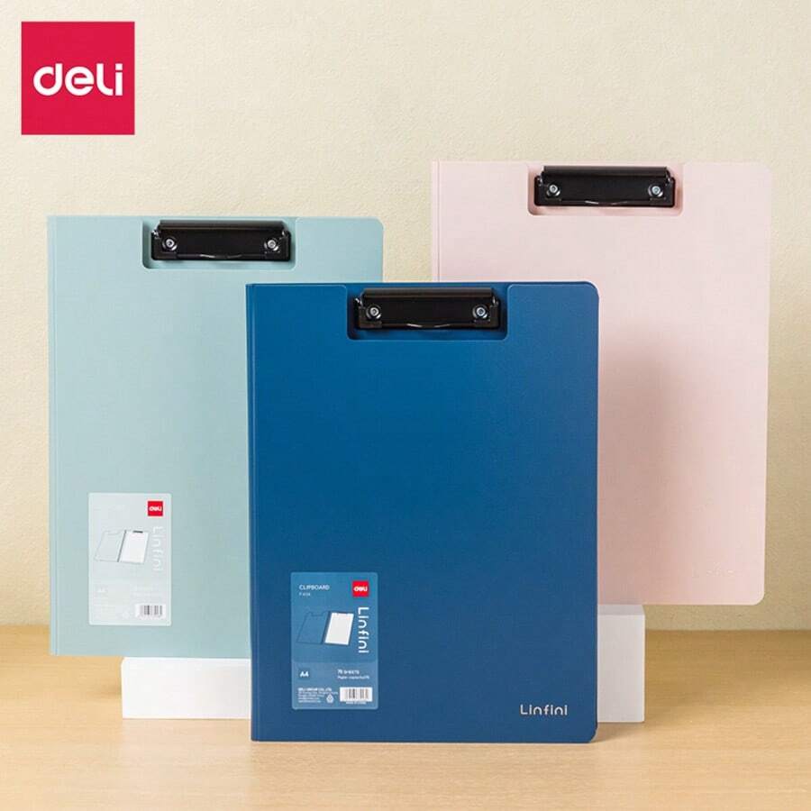 Deli A4 Klemmbrett (3 Farben), glatte abgerundete Ecken, hautfreundliches Design für Büro & Schule - 1 Stück, für Schulmaterial, Rückkehr zur Schule