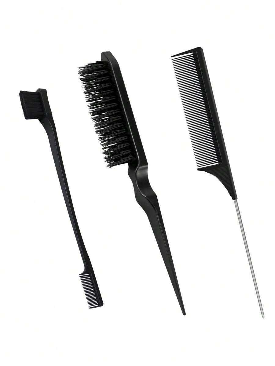 Conjunto De 3 Piezas De Herramientas De Peluquería Para Peinados, Que Incluye Cepillo Cardador, 3 Peines De Colores Para Teñir El Cabello, Cepillo De Cejas, Peine De Cola, Cepillo De Modelado Para Pelucas Y Conjunto De Herramientas Para Estilo De Cabello