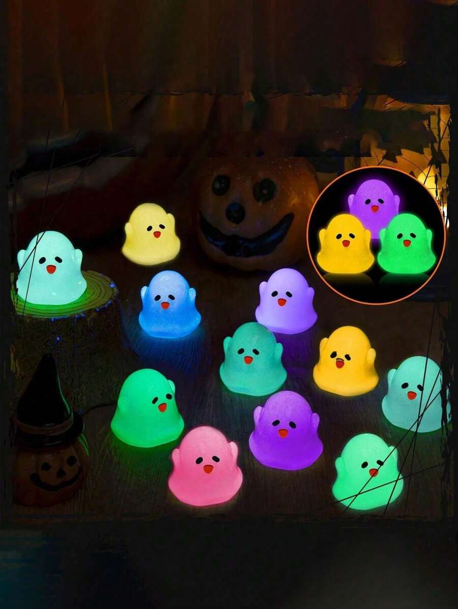 Luminous Mini Resin Ghost Cute Miniature Ghost Figurines Glow In The Dark Resin Figures Small Monster Garden Decor Micro Miniature Statue For Outdoor House Landscape Party Halloween Luminous Mini Resin Ghost Cute Tiny Ghost Miniature Figurines Glow In The Dark, Spooky Halloween Ghosts Decor For Micro Fairy Garden DIY Outdoor House Meeting
